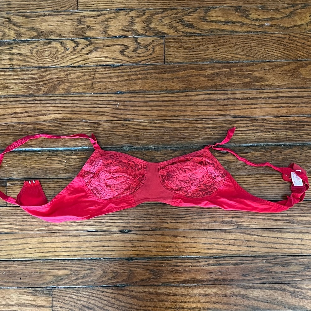 Elegant Vintage Red Lace Bra